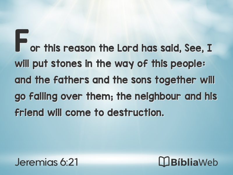 Jeremias 6:21 em imagem para compartilhar