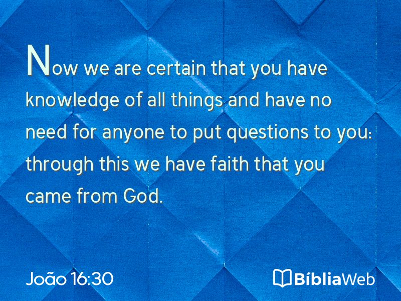 João 16:30 em imagem para compartilhar