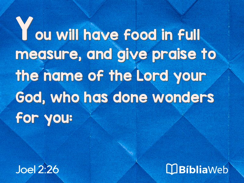 Joel 2:26 em imagem para compartilhar