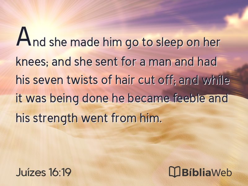 Juízes 16:19 em imagem para compartilhar