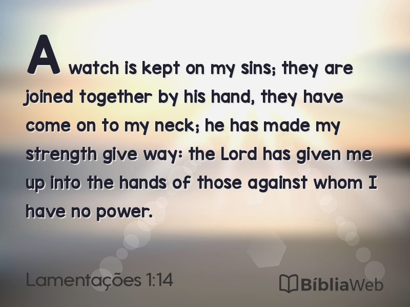 Lamentações 1:14 em imagem para compartilhar