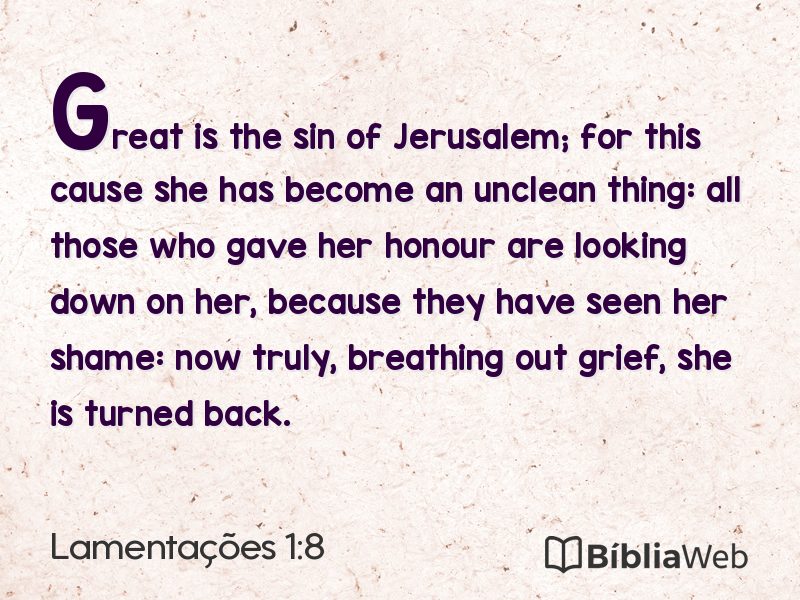 Lamentações 1:8 em imagem para compartilhar