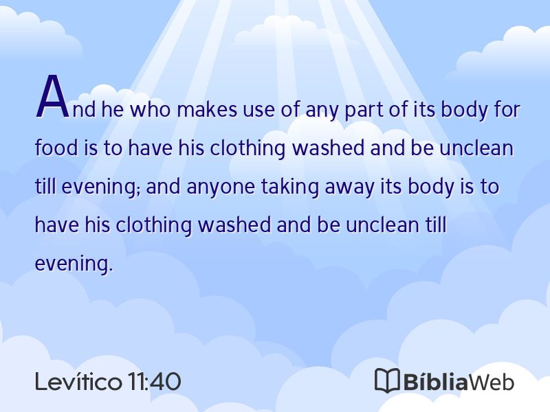 Levítico 11:40 em imagem para compartilhar