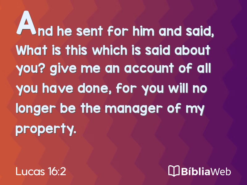 Lucas 16:2 em imagem para compartilhar