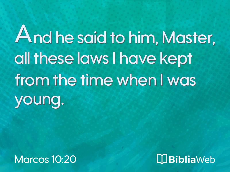 Marcos 10:20 em imagem para compartilhar