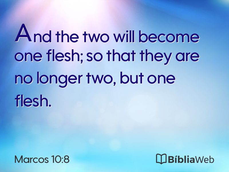 Marcos 10:8 em imagem para compartilhar