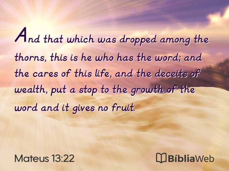 Mateus 13:22 em imagem para compartilhar