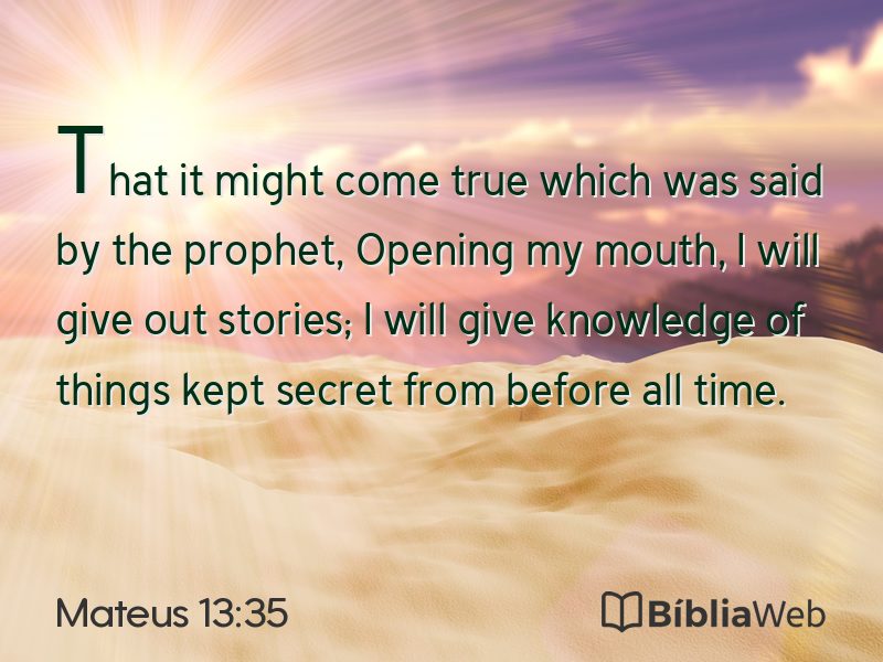 Mateus 13:35 em imagem para compartilhar