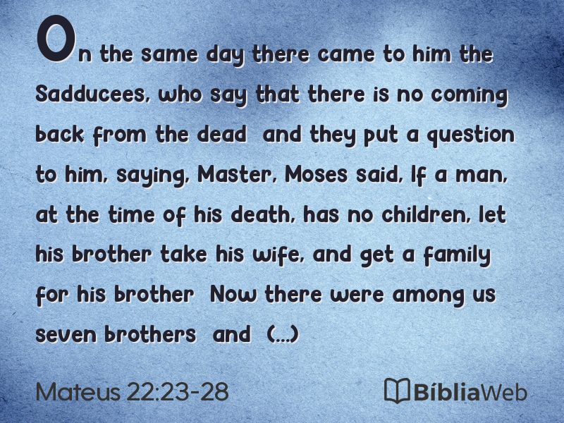 Mateus 22:23-28 em imagem para compartilhar