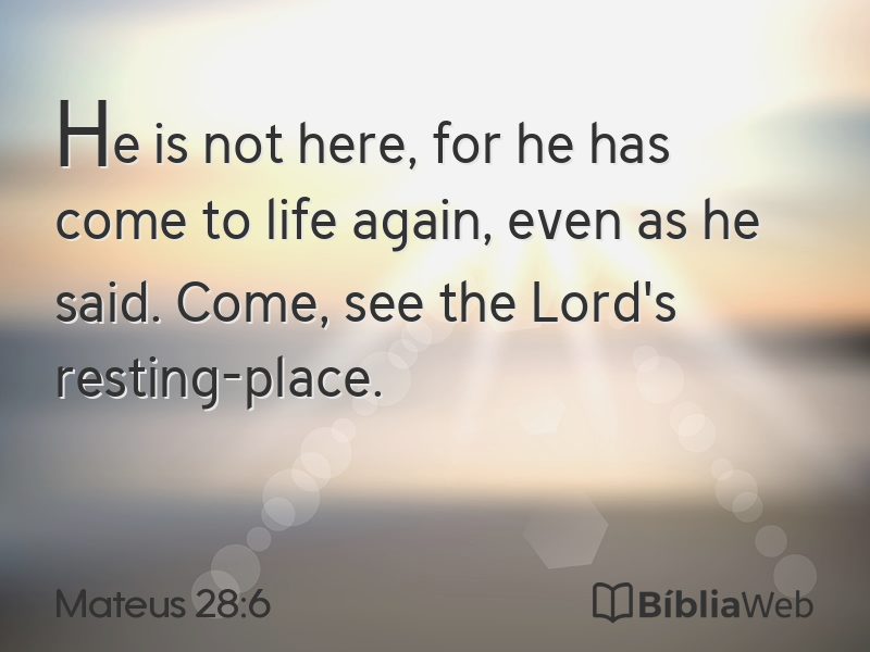 Mateus 28:6 em imagem para compartilhar
