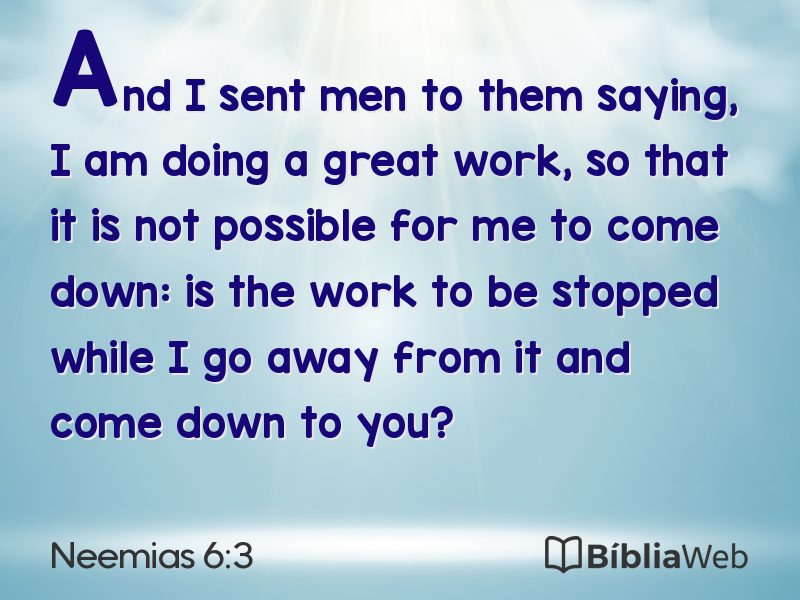Neemias 6:3 em imagem para compartilhar