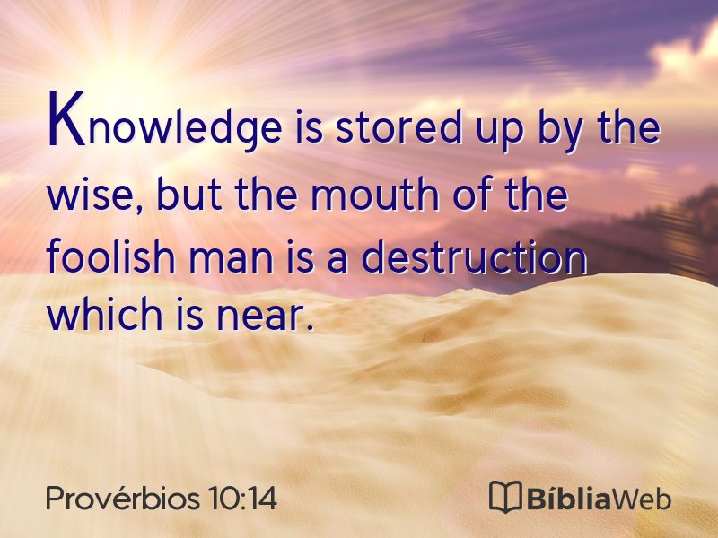 Provérbios 10:14 em imagem para compartilhar