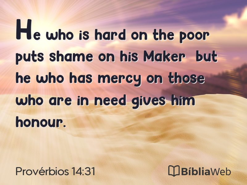 Provérbios 14:31 em imagem para compartilhar