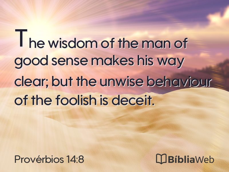 Provérbios 14:8 em imagem para compartilhar