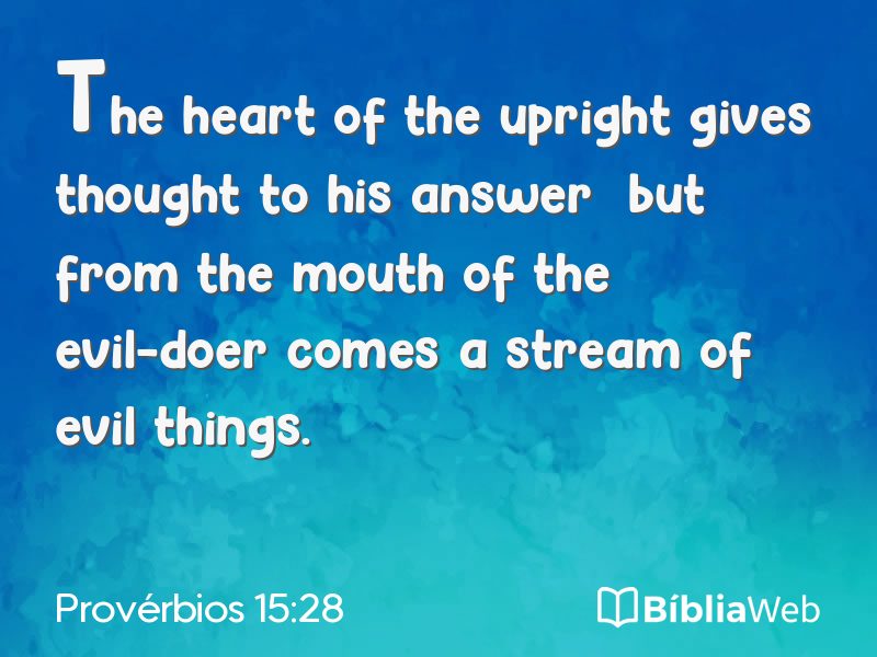 Provérbios 15:28 em imagem para compartilhar
