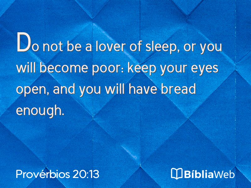 Provérbios 20:13 em imagem para compartilhar