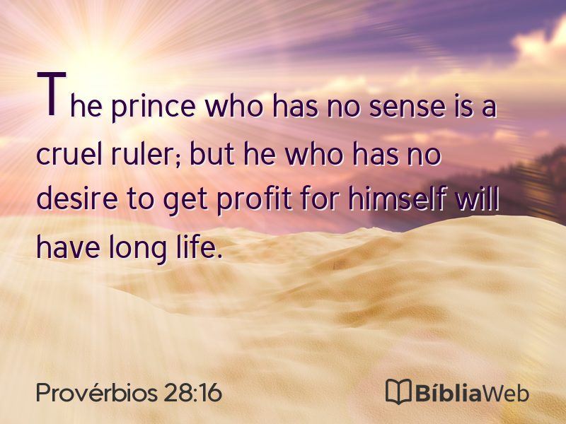 Provérbios 28:16 em imagem para compartilhar