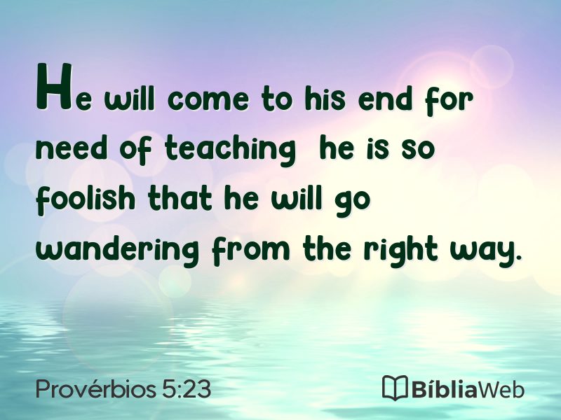 Provérbios 5:23 em imagem para compartilhar