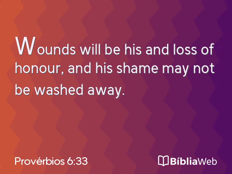 Provérbios 6:33 em imagem para compartilhar