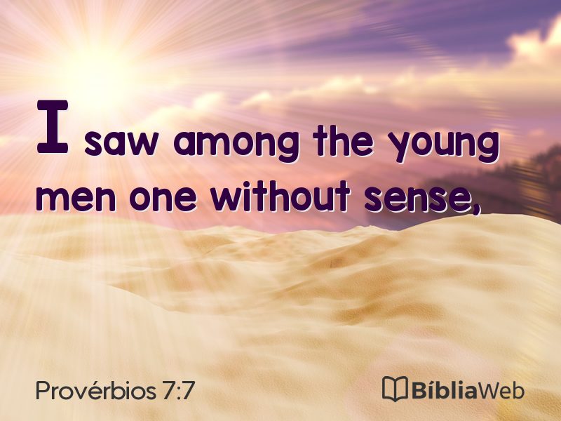 Provérbios 7:7 em imagem para compartilhar