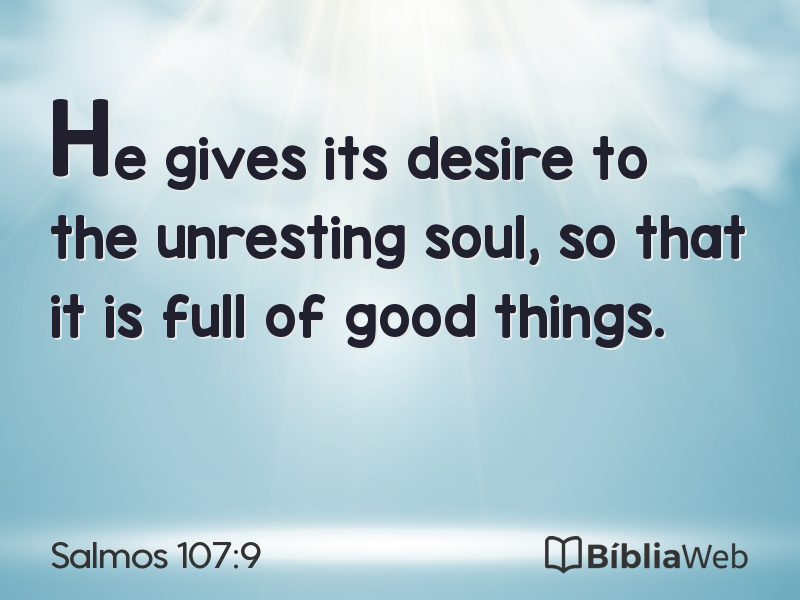 Salmos 107:9 em imagem para compartilhar