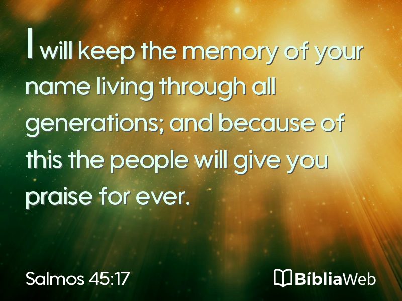 Salmos 45:17 em imagem para compartilhar
