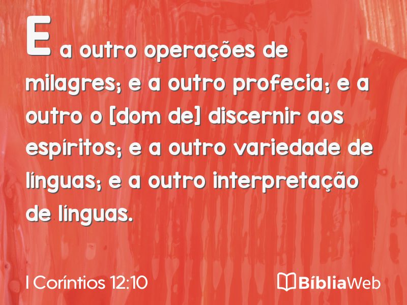I Coríntios 12:10 em imagem para compartilhar
