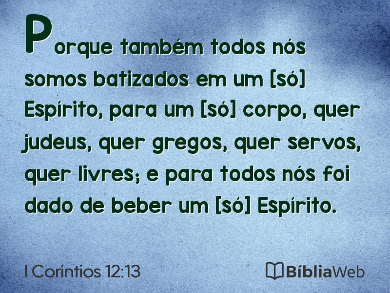 I Coríntios 12:13 em imagem para compartilhar