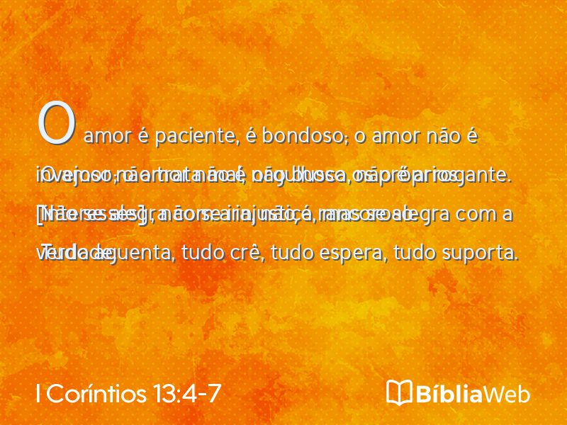I Coríntios 13:4-7 em imagem para compartilhar