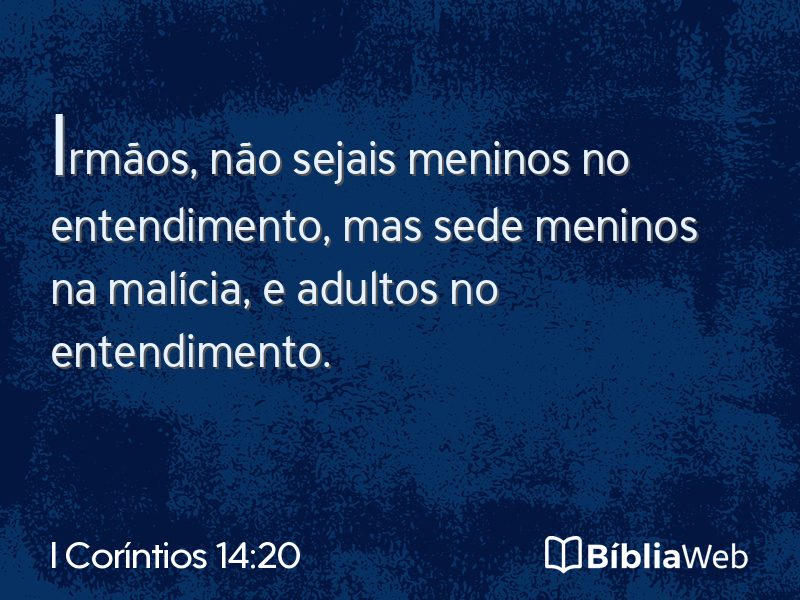 I Coríntios 14:20 em imagem para compartilhar