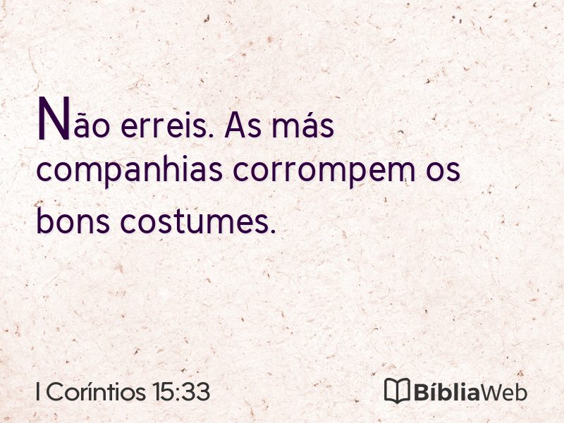 I Coríntios 15:33 em imagem para compartilhar
