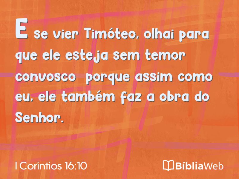 I Coríntios 16:10 em imagem para compartilhar