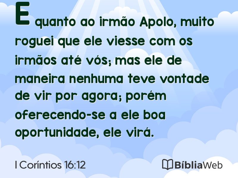 I Coríntios 16:12 em imagem para compartilhar