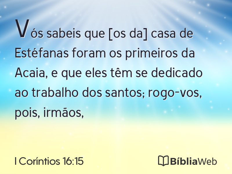 I Coríntios 16:15 em imagem para compartilhar