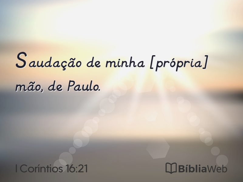 I Coríntios 16:21 em imagem para compartilhar