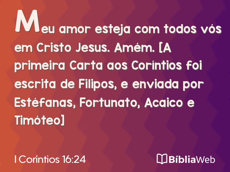 I Coríntios 16:24 em imagem para compartilhar