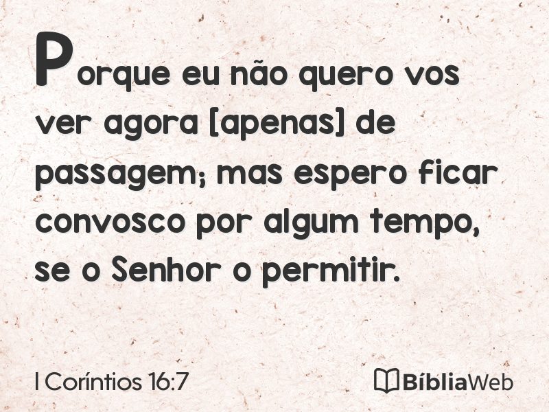 I Coríntios 16:7 em imagem para compartilhar