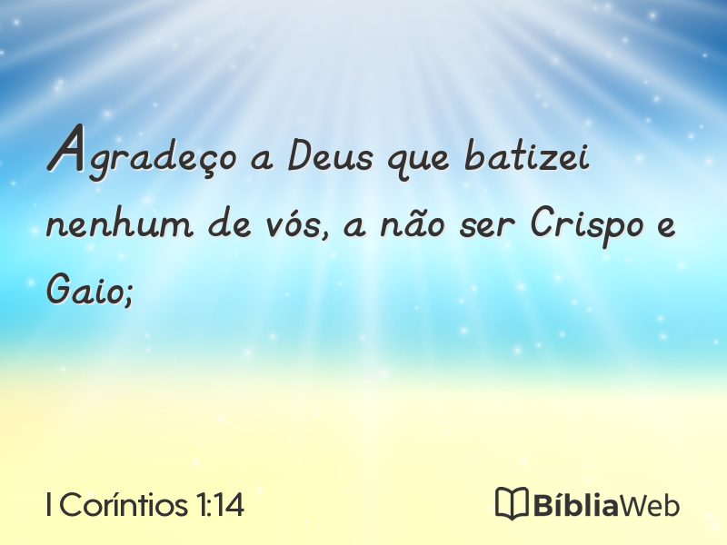 I Coríntios 1:14 em imagem para compartilhar