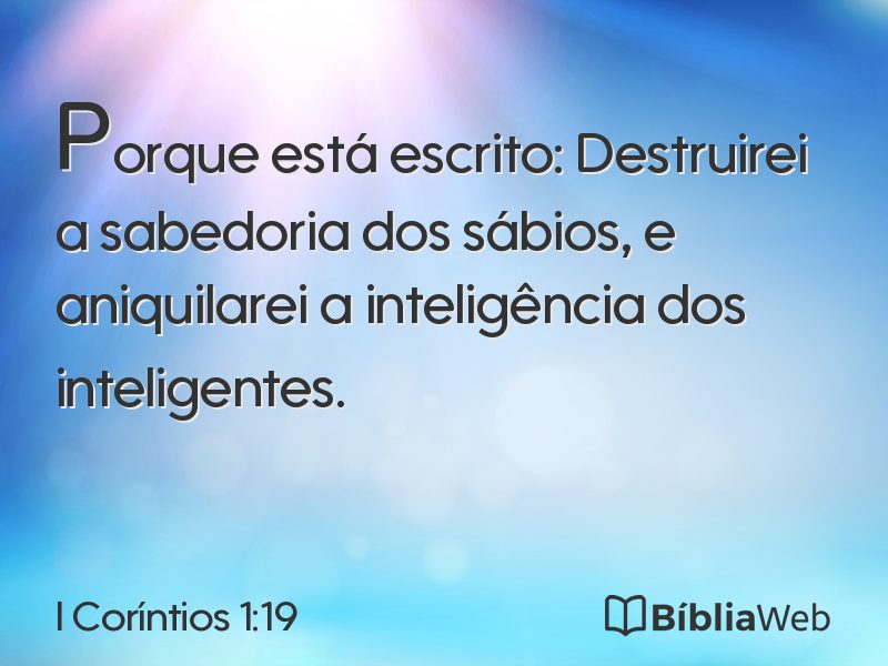 I Coríntios 1:19 em imagem para compartilhar