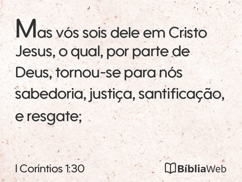 I Coríntios 1:30 em imagem para compartilhar