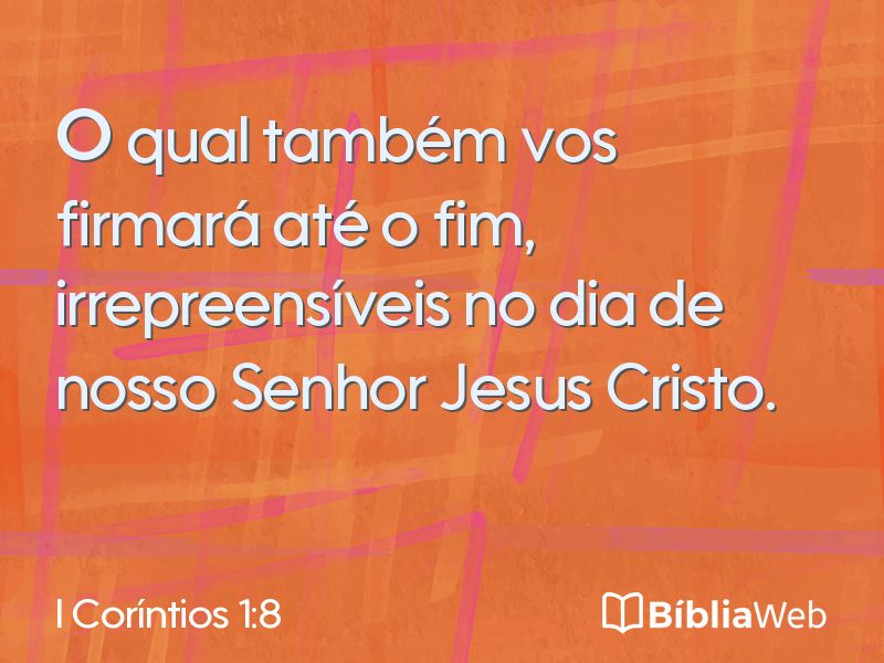 I Coríntios 1:8 em imagem para compartilhar