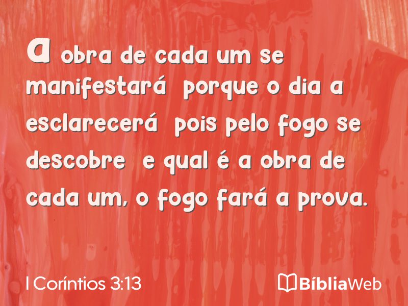 I Coríntios 3:13 em imagem para compartilhar