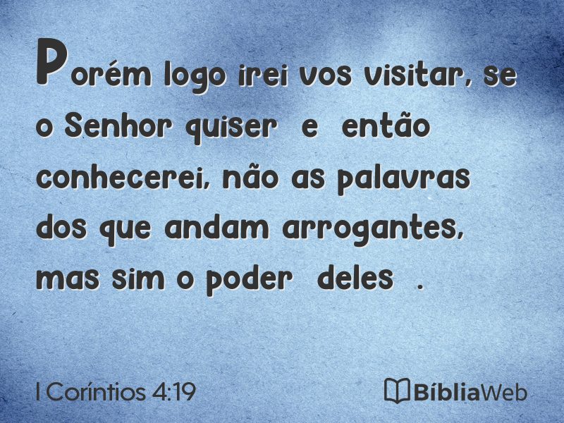 I Coríntios 4:19 em imagem para compartilhar