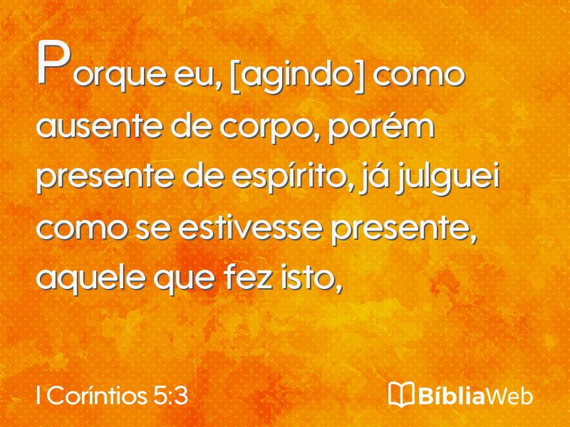 I Coríntios 5:3 em imagem para compartilhar