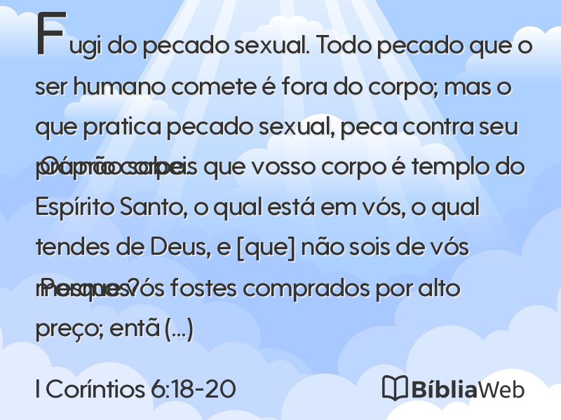 I Coríntios 6:18-20 em imagem para compartilhar