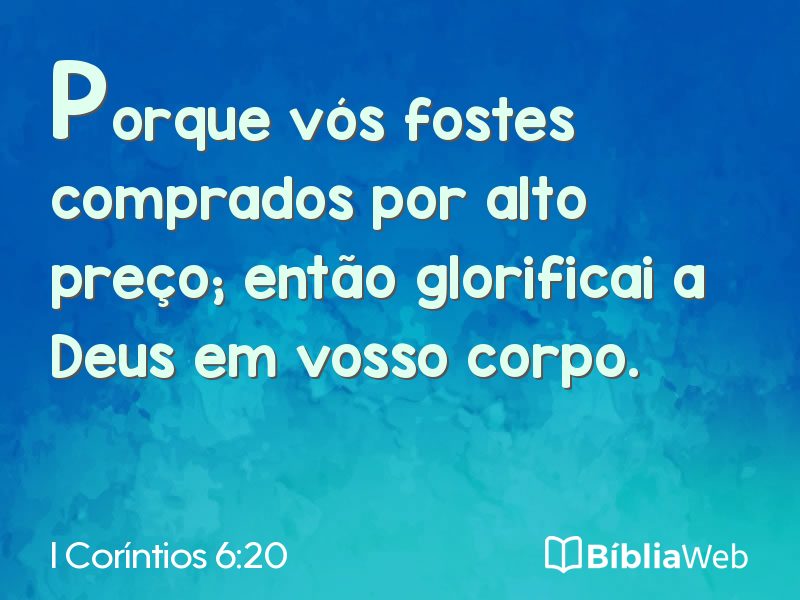 I Coríntios 6:20 em imagem para compartilhar