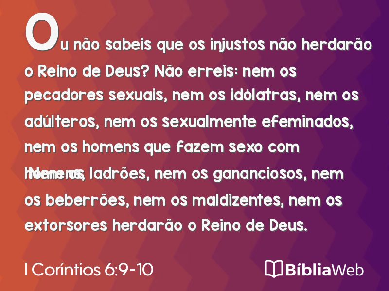 I Coríntios 6:9-10 em imagem para compartilhar