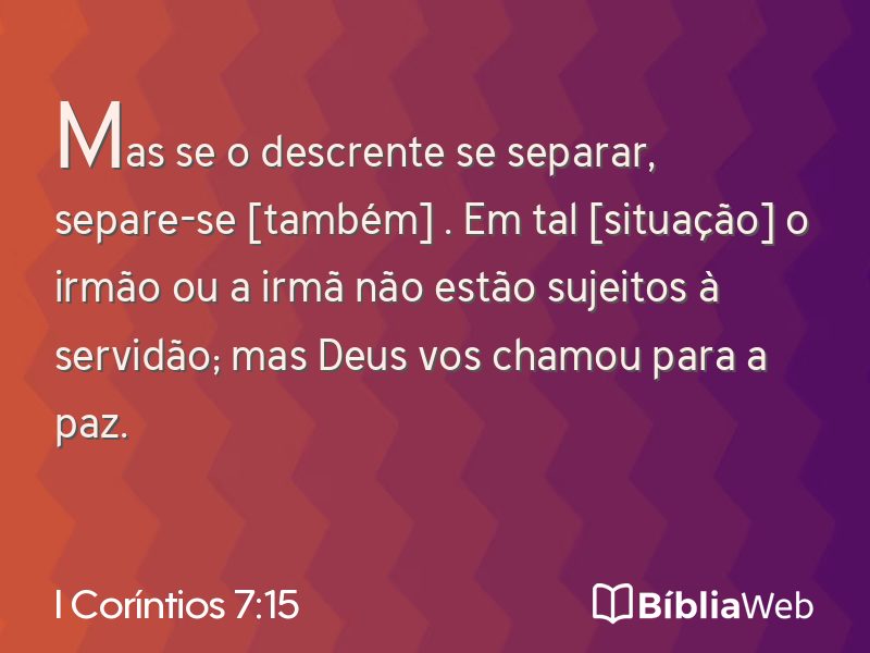 I Coríntios 7:15 em imagem para compartilhar
