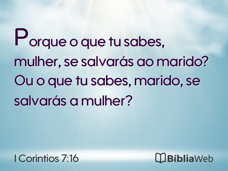 I Coríntios 7:16 em imagem para compartilhar