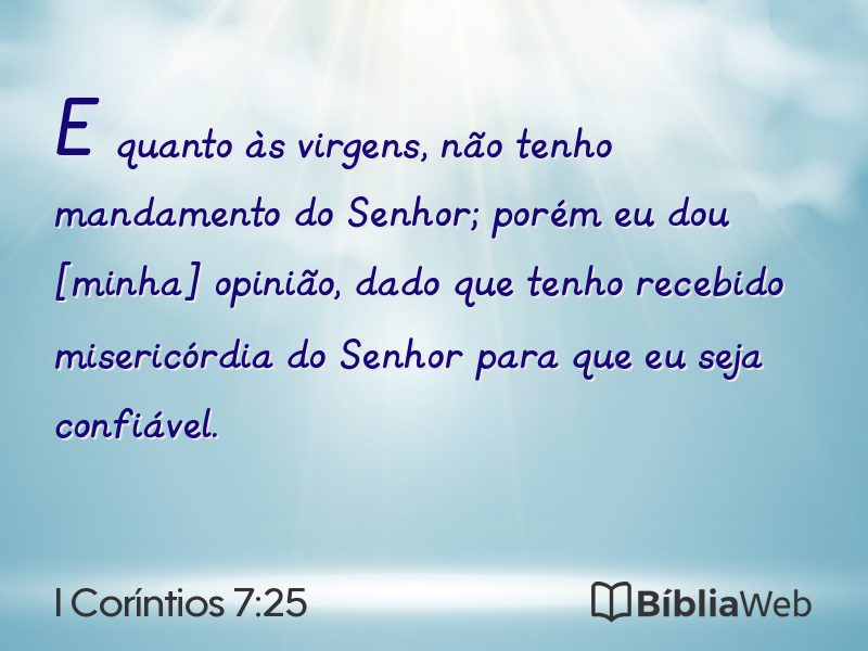 I Coríntios 7:25 em imagem para compartilhar